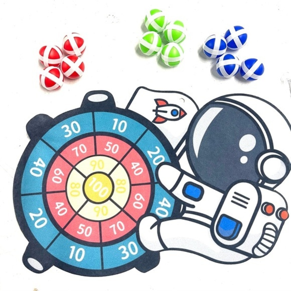 Astronaut-Themed Dartboard Game for Kids - Red, Green, Blue